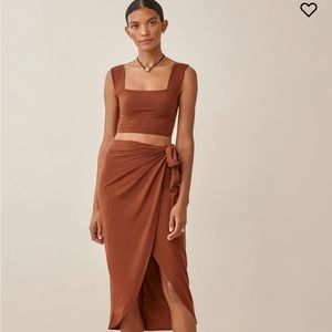 Reformation Rika Two Piece Wrap Skirt and Top